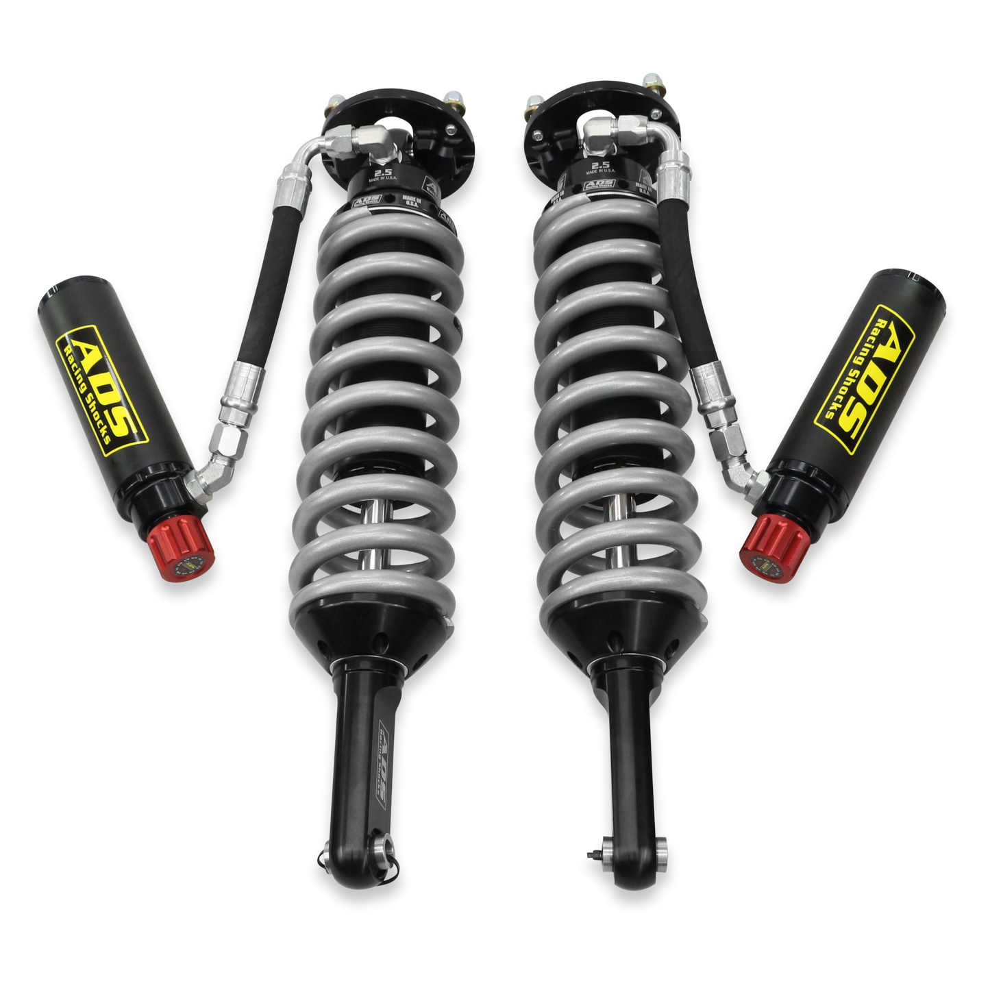 ADS Direct Fit - 2005-2023 Toyota Tacoma 4WD - 2.5 in. Front Shocks - Remote Reservoir - Black Cerakote (650 lb/in Spring Rate) - Adjustable