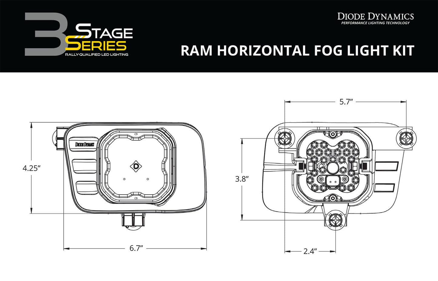 SS3 LED Fog Light Kit for 2009-2012 Ram 1500 SAE Fog with Backlight