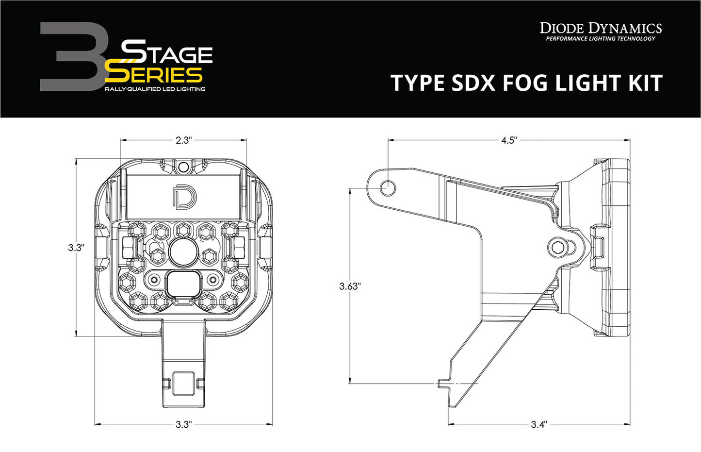 SS3 LED Fog Light Kit for 2004-2007 Ford Ranger SAE Fog with Backlight