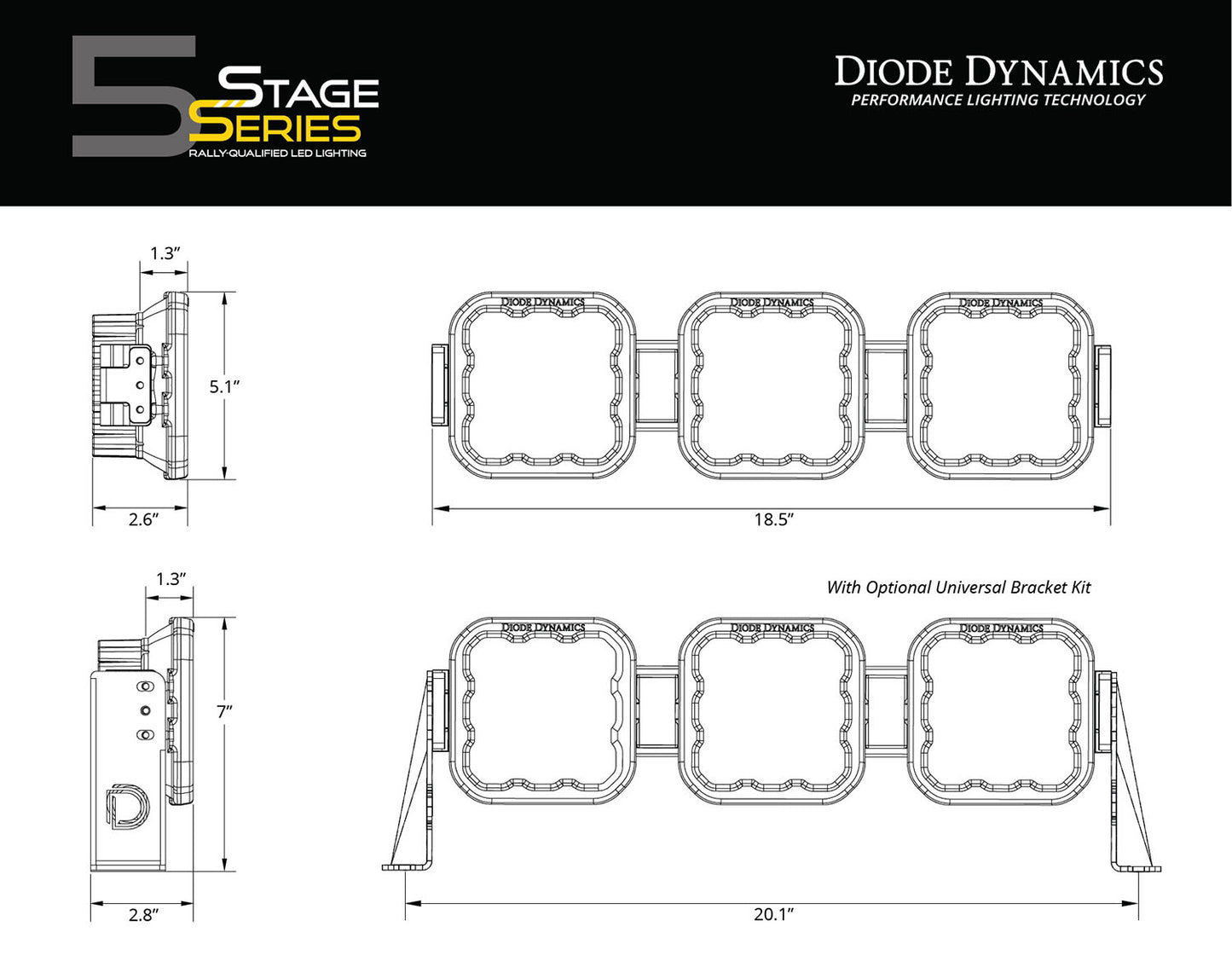 SS5 Pro Universal CrossLink 3-7 Pod Lightbar