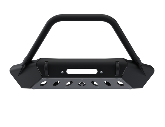 07-Up Jeep Wranger/Gladiator High Clearance Front Bumper With Hoop Powdercoat Black Steel